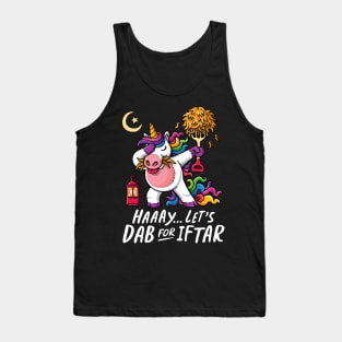 Ramadan Mubarak | Funny Iftar Party | Dabbing Unicorn Eating Hay Straws T-shirt Tank Top